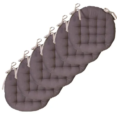 Image de Coussin d'assise rond, bicolore, diamètre 40 cm, couleur taupe/anthracite, lot de 6