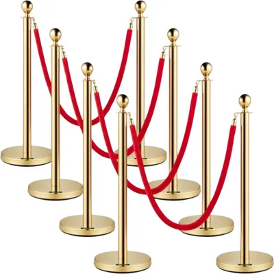 Produktbild von Seilbarriere – 6 Meter – Absperrpfosten – Absperrband – Stanchion Barrieren – 8-teilig