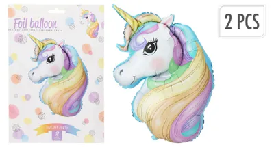 Produktbild von Folienballon Einhorn 110cm 2 Stück Bunt