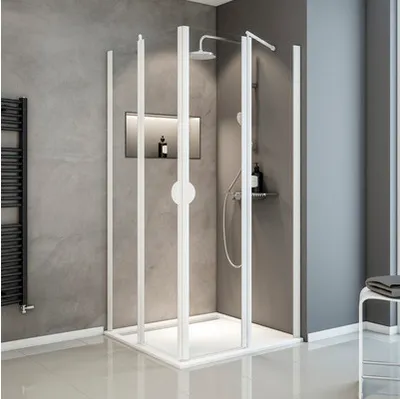 Produktbild von SCHULTE Eckeinstieg mit Drehtür Lugano 80 x 80 x 180 cm Klarglas Profilfarbe alpinweiß