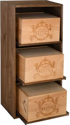 Produktbild von Weinregal BOX, Auszüge für Weinkisten, Kiefernholz braun gebeizt