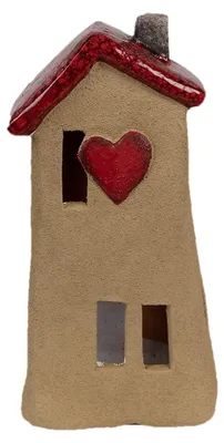 Obrázek produktu pro Clayre & Eef Dekorativní figurka Dům 10x7x19 cm Hnědá červená keramika