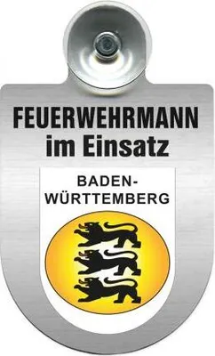 Produktbild von Einsatzschild incl. Saugnapf - Feuerwehrmann im Einsatz - 309731 - incl. Regionen nach Wahl Color - Region Baden-Württemberg