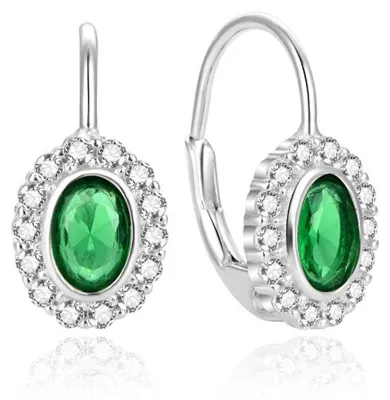 Produktbild von Fashion silver earrings with green zircons AGUC1810L