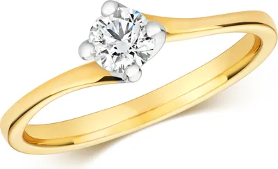 Produktbild von Funkelndes Feuer 9 Karat (375) Gold Solitär Verlobung Damen - Diamant Ring Brillant-Schliff 0.35 Karat H - I1, 54 (17.2); TRS320029KYRSN