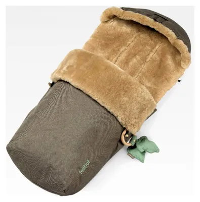 Produktbild von Fellhof Fußsack für Kinderwagen Winter & Mulltuch Blaubaer | Kinderwagensack aus 100% Alpakafell | Winterfußsack für Buggy | Universeller Babyfußsack | Abnehmbares Oberteil, atmungsaktiv | Ab Geburt