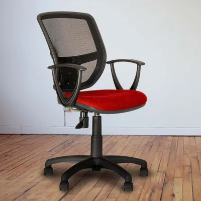 Produktbild von Drehstuhl, verstellbar, Rollen, rot, H 97 cm