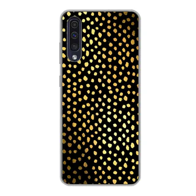 Produktbild von MuchoWow® Handyhülle Schutzhülle Hülle für Samsung Galaxy A50 Polka dots - Gold - Schwarz Silikon Softcase Handy Hülle - Mobiltelefonhülle