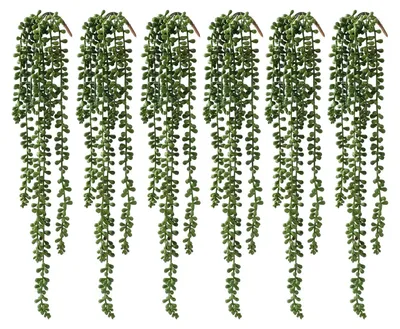 Productafbeelding van Kunstplanten in de vorm van vetplanten, geschikt om op te hangen, kunstmatige parelketting, groene plant