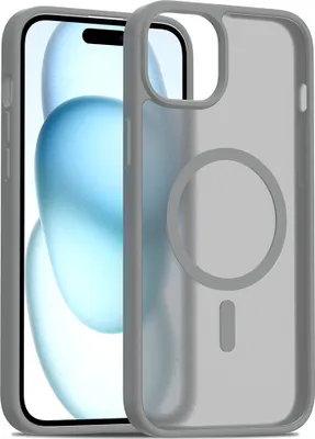 Produktbild von Magnetisch Hülle für iPhone 15, Kompatibel mit MagSafe, Transluzente Matt Rückseite Stoßfeste Handyhülle Grau