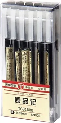 Produktbild von 12pcs/Box 0,35 mm kreativer Schwarz/Rot/Blau -Ink -Gel -Stift für Schulschüler Arbeit-Schwarz