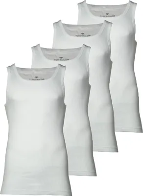Produktbild von TOM TAILOR Herren Tanktop, 4er Pack - Unterhemd, Garron S, einfarbig Weiß S