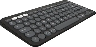 Zdjęcie produktu dla Logitech Pebble Keys 2 K380s, Mini, Bezprzewodowy, Bluetooth, Przełącznik nożycowy, AZERTY, Grafitowy