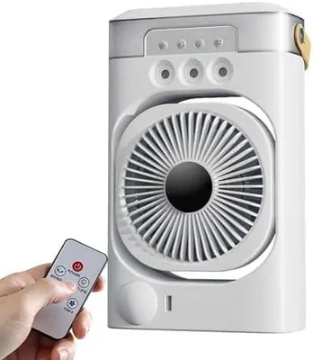Produktbild von Klimaanlage Mobil mit Fernbedienung, Ventilator mit Wasserkühlung 600ML,4-in-1 Mini Klimaanlage für Zimmer,3 Windgeschwindigkeiten,7 Farben Licht 3 Sprühfunktion (Wiederaufladbar)