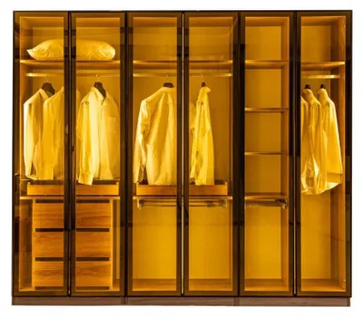 Produktbild von Stilvolle Kleiderschrank Glastüren Schlafzimmer Holzmöbel Schränke Schrank
