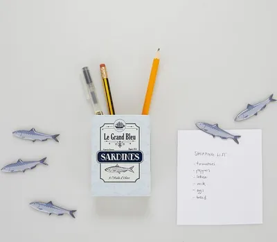 Produktbild von Magnet Stiftehalter Sardine Maritim Box Stifte Retro Kühlschrank