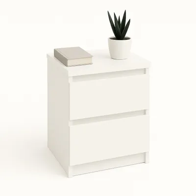 Produktbild von ComfortCove Nachttisch Weiß – Kompakte Kommode mit 2 Schubladen, Beistelltisch 30x30 cm für Schlafzimmer & Wohnzimmer