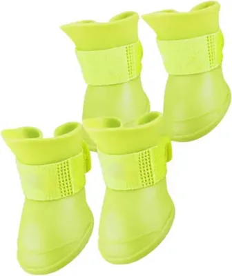 Produktbild von Hundesilikonstiefel Wasserdicht Rutschfest Weiches Hundesilikon Regenschuhe für Hunde Welpe(Gelb M)