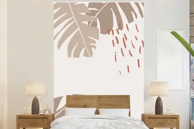 Produktbild von MuchoWow® Fototapete für Wohnzimmer oder Schlafzimmer Wandtapete Vinyl Motivtapete Sommer - Tropisch - Blatt - 170x260 cm - Wohnzimmertapete