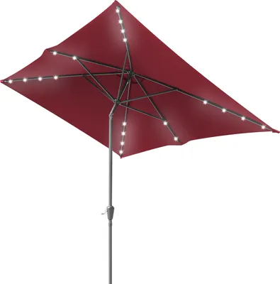 Produktbild von TolleTour Sonnenschirm Rechteckig,Kurbel Knickbar Eisen Balkonschirm Marktschirm,neigbar,2 x 3m,LED,Rot