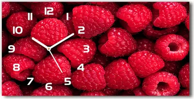 Produktbild von Wanduhr aus Glas – 60x30 cm - Glasbild - Glasuhr - Gehärtetes Glas - weisse-zeiger - Himbeeren