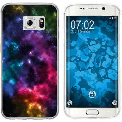 Produktbild von PhoneNatic Case kompatibel mit Samsung Galaxy S6 Edge Silikon-Hülle Space Nebula M8