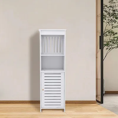 Immagine prodotto di Mobiletto da bagno angolare con ante e ripiani, 25 x 20 x 80 cm, bianco