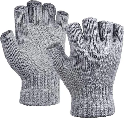 Produktbild von Fingerlose Strickhandschuhe Winter Damen Herren Thermo Dunkelgrau