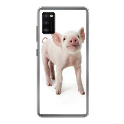 Produktbild von MuchoWow® Handyhülle Schutzhülle Hülle für Samsung Galaxy A41 Schwein - Tiere - Weiß Silikon Softcase Handy Hülle - Mobiltelefon
