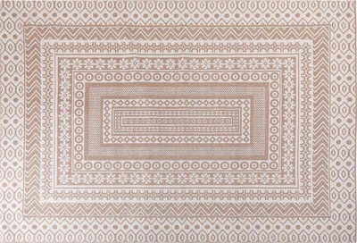 Produktbild von BELIANI Teppich Beige u. Weiß aus Jute 160 x 230 cm Rechteckig Geometrisches Muster für Wohnzimmer Schlafzimmer Flur