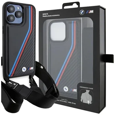 Produktbild von Etui Bmw M Edition Carbon Tricolor Lines & Strap Na Iphone 15 Pro Max - Czarne
