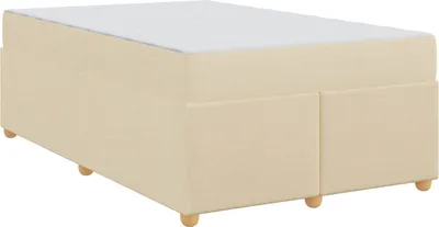Image de Cadre de lit avec matelas Crème 120 x 190 cm tissu