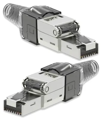 Produktbild von 2x Netzwerkstecker CAT 7 Werkzeuglos RJ45 Netzwerk Stecker Verlegekabel Metall