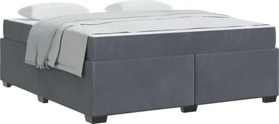Image de Cadre de lit avec matelas Gris foncé 180 x 200 cm tissu