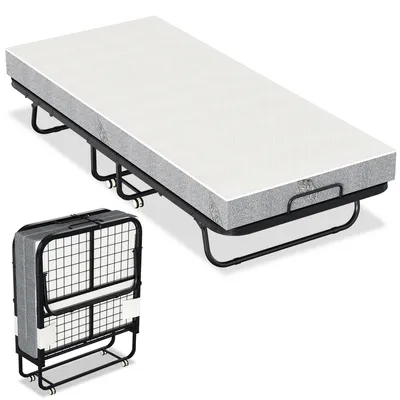 Produktbild von Clanmacy 90x200cm Gästebett klappbar mit Matratze bis 150kg, auf Rädern