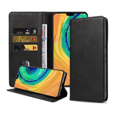 Produktbild von Smartphonica Telefoonhoesje geschikt voor Huawei Mate  30 kunstleren Hoesje met Magnetische sluiting en Pasjeshouders Book Case met  Klepje - Zwart
