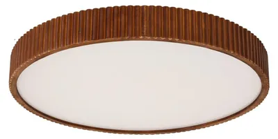Produktbild von Lindby LED-Deckenlampe Velua, weiß/holz dunkel, CCT, Ø 50 cm