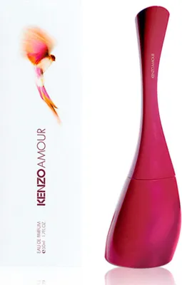 A perfume bottle and its packaging are displayed against a white background.