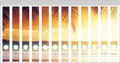 Produktbild von Wallario Ordnerrücken Sticker, selbstklebend für schmale Ordner, 12 Stück, Motiv Sonnenuntergang am Strand in der Karibik