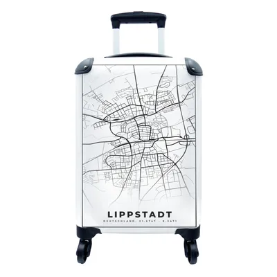 Produktbild von MuchoWow® Koffer Handgepäck Trolley Rollkoffer Kleine Reisekoffer mit 4 Rollen - Lippstadt - Karte - Stadtplan - Cabin Size < 55x40x23 cm & 55x40x20 cm - Fotokoffer - Kabinenkoffer - Boardgepäck - Reise-Box - Reisekoffer - Reisegepäck - Koffer mit Bild - Trolley für Kinder