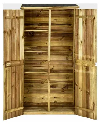 Produktbild von Lagerschuppen aus Holz für Gartenwerkzeuge - Kiefernholz, 85x48x177 cm, für Terrasse und Garten