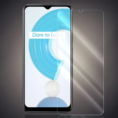 A screen protector is shown placed over a smartphone screen.