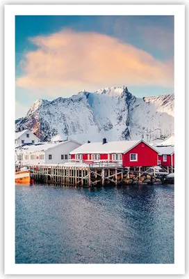 Produktbild von Poster - Poster ohne Rahmen - Lofoten Dorf Angeln - 61x91,5 cm - Wand Bild - Wanddeko - Wandbilder - Kunstposter - Wandposter - Bilder - Kunstdruck - Wanddekoration - Wandbild - P2XPA61x91-4762
