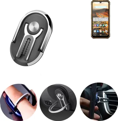 Produktbild von K-S-Trade 3in1 Smartphone-Ring Handy-Ring kompatibel mit Cubot KingKong 5 Fingerhalterung  Handyring Tischständer Lüftungsgitter-Halterung Tisch