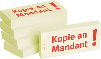 Produktbild von BIZSTIX Haftnotizen "Kopie an Mandant" - 75 x 35 mm, 5x 100 Blatt