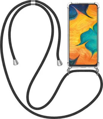 Produktbild von Handyhülle passend für Samsung Galaxy A30 mit Handykette und Stoßfänger - TPU Backcover stoßfest mit Band - Smartphonica
