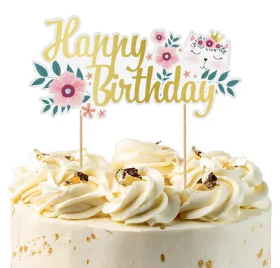 Produktbild von Katzen Party Kuchendekoration Happy Birthday