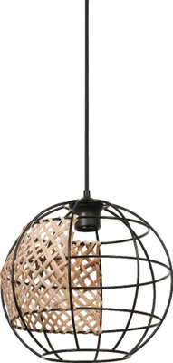 Zdjęcie produktu dla Lampa wisząca LEDVANCE Decor Cage Globe w stylu industrialnym, czarna/brązowa, obudowa w kształcie klatki wykonana z metalu i rattanu, gniazdo E27, średnica 300 mm, łatwy montaż, żarówka nie wchodzi w skład zestawu