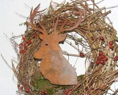 Produktbild von Rostikal Hirsch Deko Weihnachten 29 x 23 cm Fensterdeko hängend Gartendeko Rost Figur Weihnachtsdeko