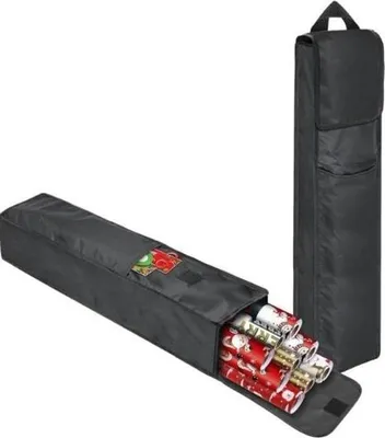 Produktbild von Geschenkpapier Aufbewahrung Organizer, 75*13*13cm Aufbewahrung mit Netztaschen 600D Oxford Reißfest (Schwarz)
